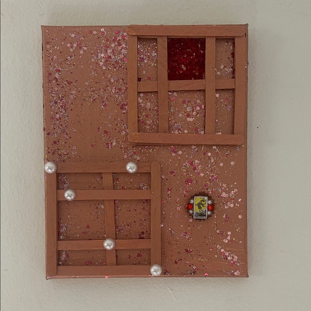 Handmade Decorative Wall Panel with Pearls and Glitter